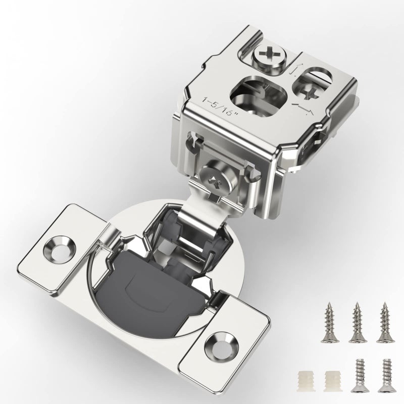 Furniware 10 Pieces 1-5/16 inch Overlay Soft Close Cabinet Hinges for Face Frame Cabinet, Stainless Steel, 105Â° Opening Angle, Concealed Self Closing Door Hinges- 3 Way Adjustment - Image 1